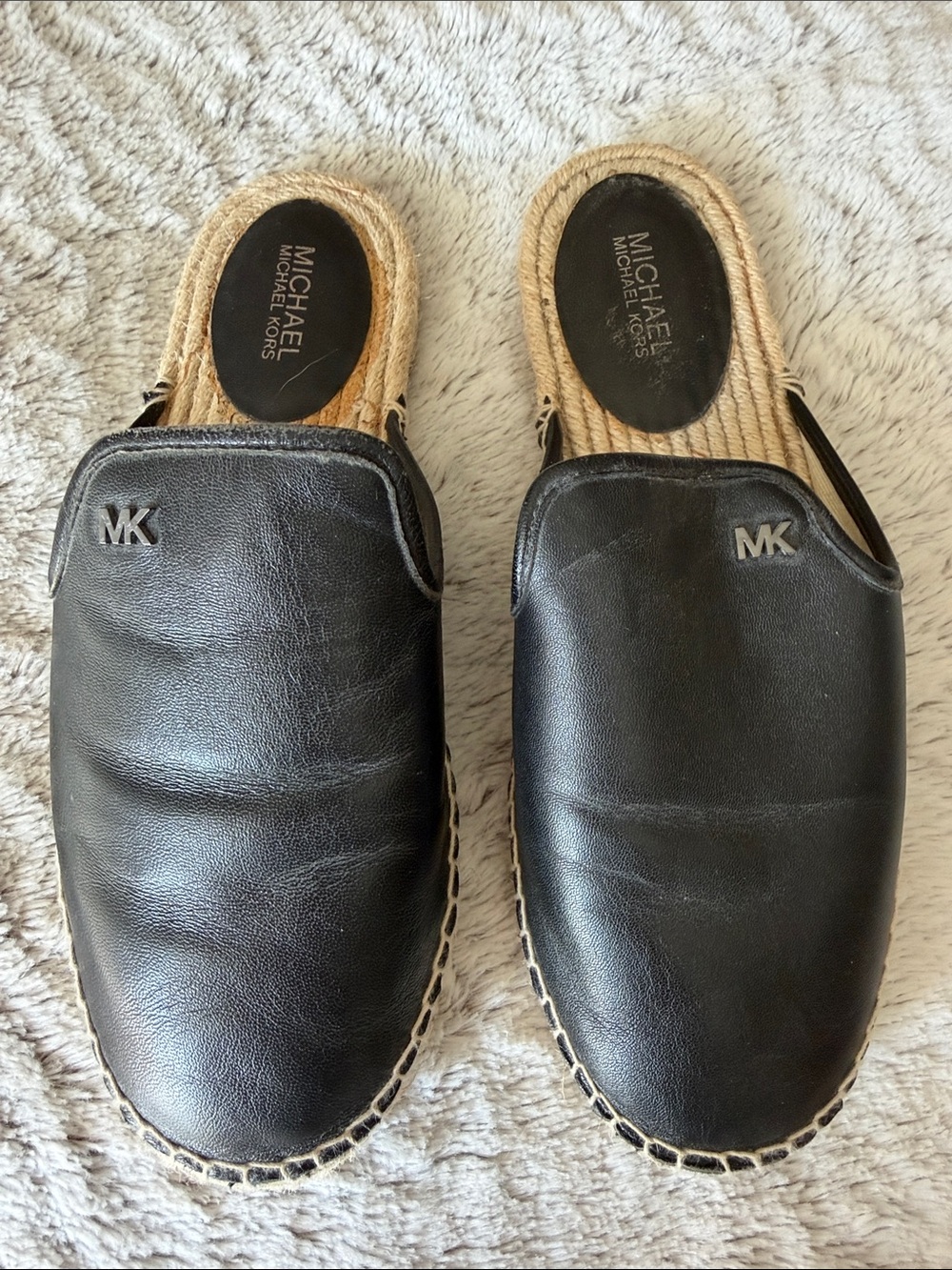 Michael Kors Women’s Black Leather Espadrille Slip-On